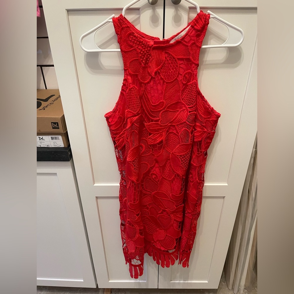 Lovers + Friends coral red caspian shift dress